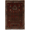 Overdyed Area Rug Handmade Brown Geometric 2x4 ft