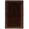 Overdyed Area Rug Handmade Brown Geometric 3x5 ft