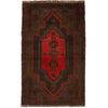 Overdyed Area Rug Handmade Brown Geometric 3x5 ft