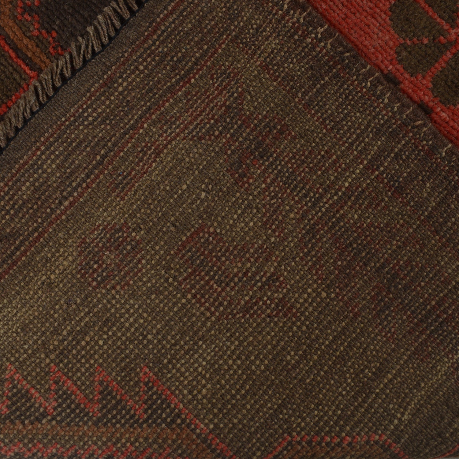 Overdyed Area Rug Handmade Brown Geometric 3x5 ft