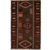 Overdyed Area Rug Handmade Brown Geometric 3x5 ft