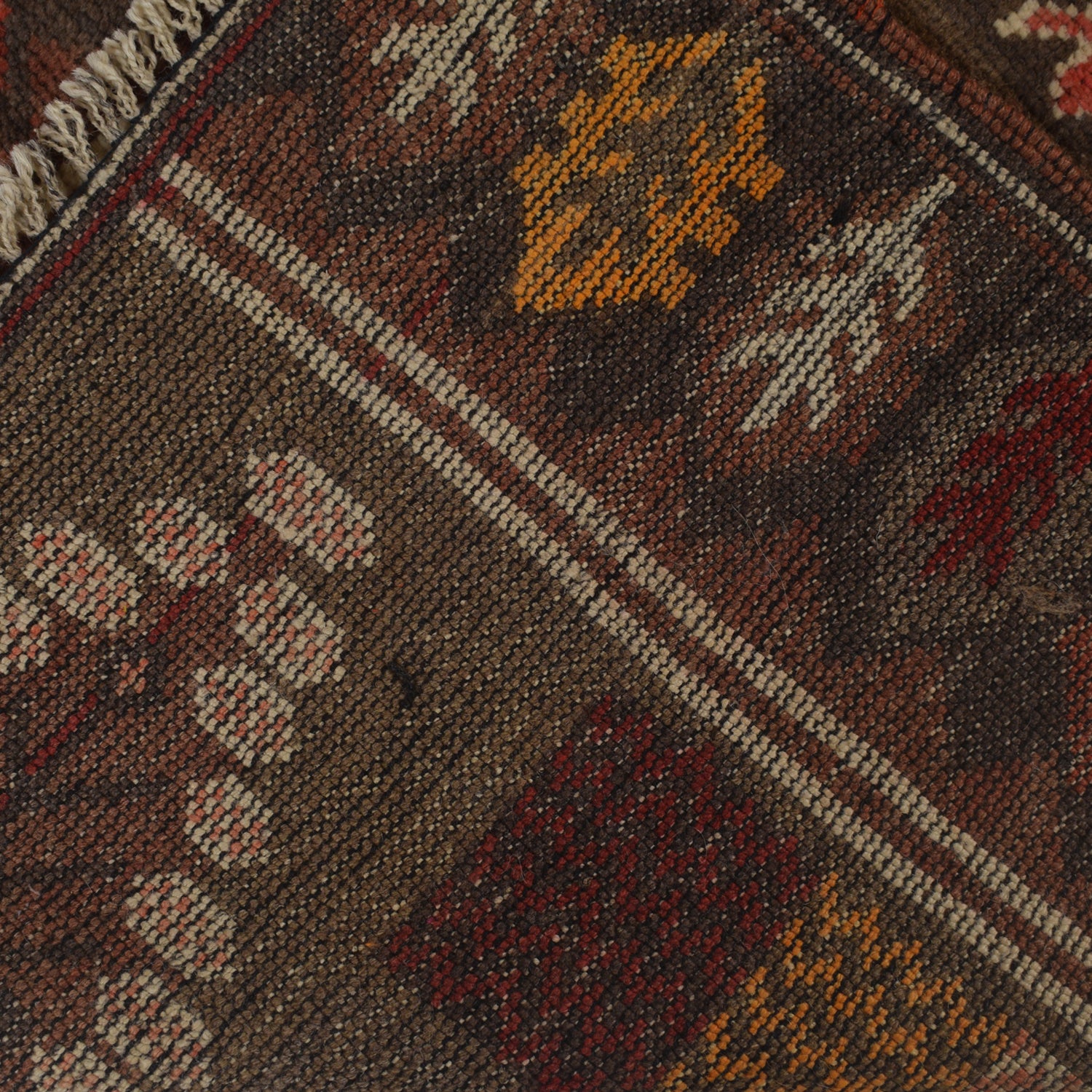 Overdyed Area Rug Handmade Brown Geometric 3x5 ft