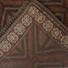 Overdyed Area Rug Handmade Brown Geometric 2x4 ft