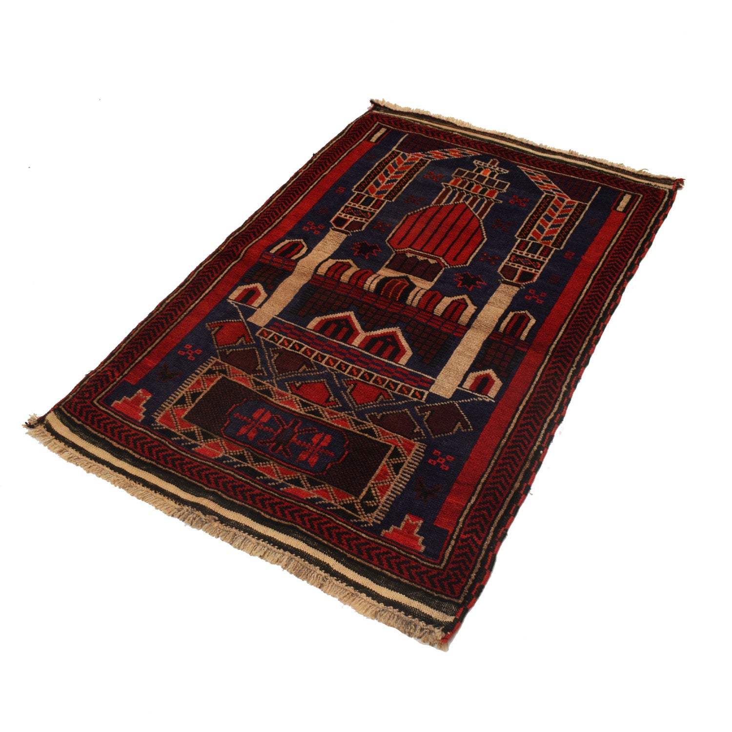 Baluchi Rug Handmade Multi Prayer Design 2x4 ft