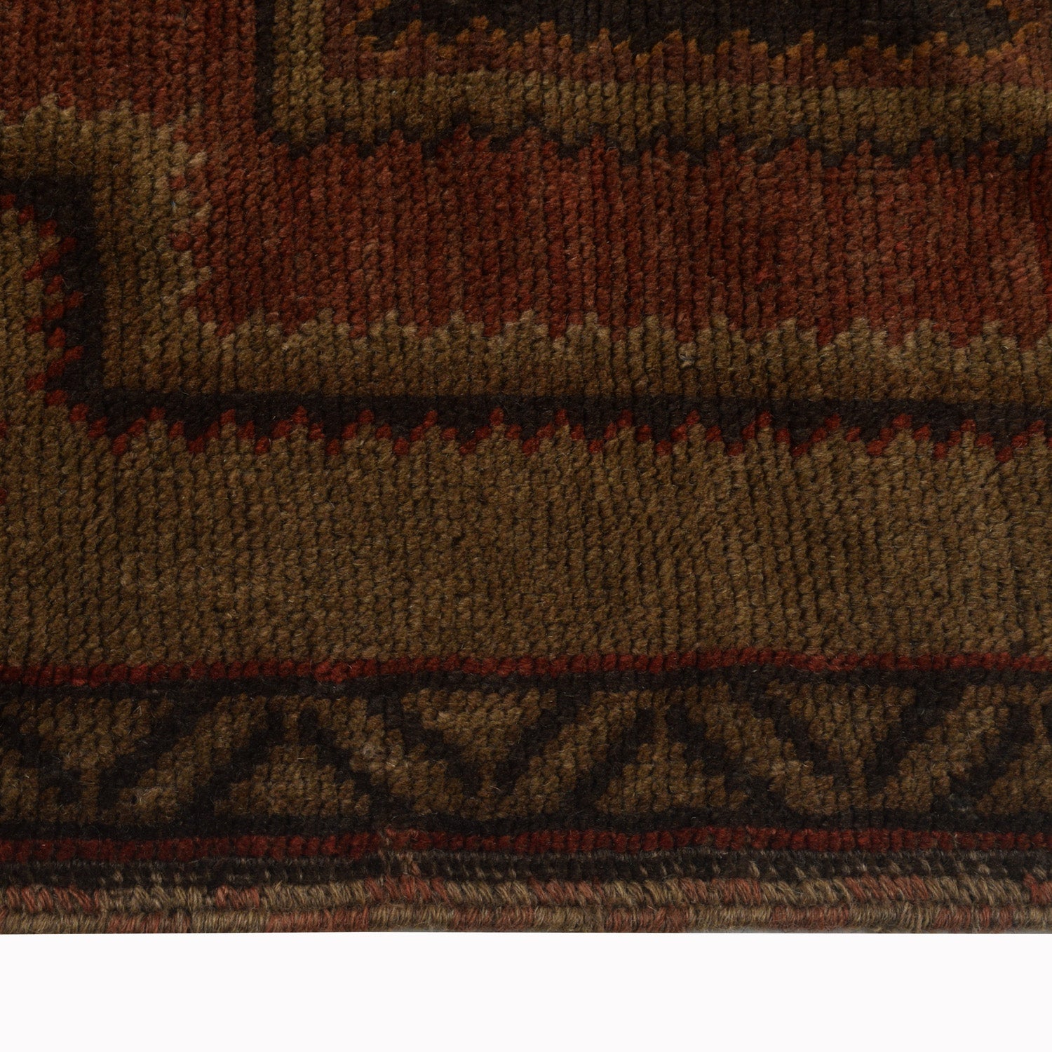 Overdyed Area Rug Handmade Brown Geometric 2x4 ft