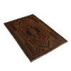 Overdyed Area Rug Handmade Brown Geometric 2x4 ft