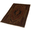 Overdyed Area Rug Handmade Brown Geometric 2x4 ft