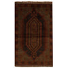 Overdyed Area Rug Handmade Brown Geometric 2x4 ft