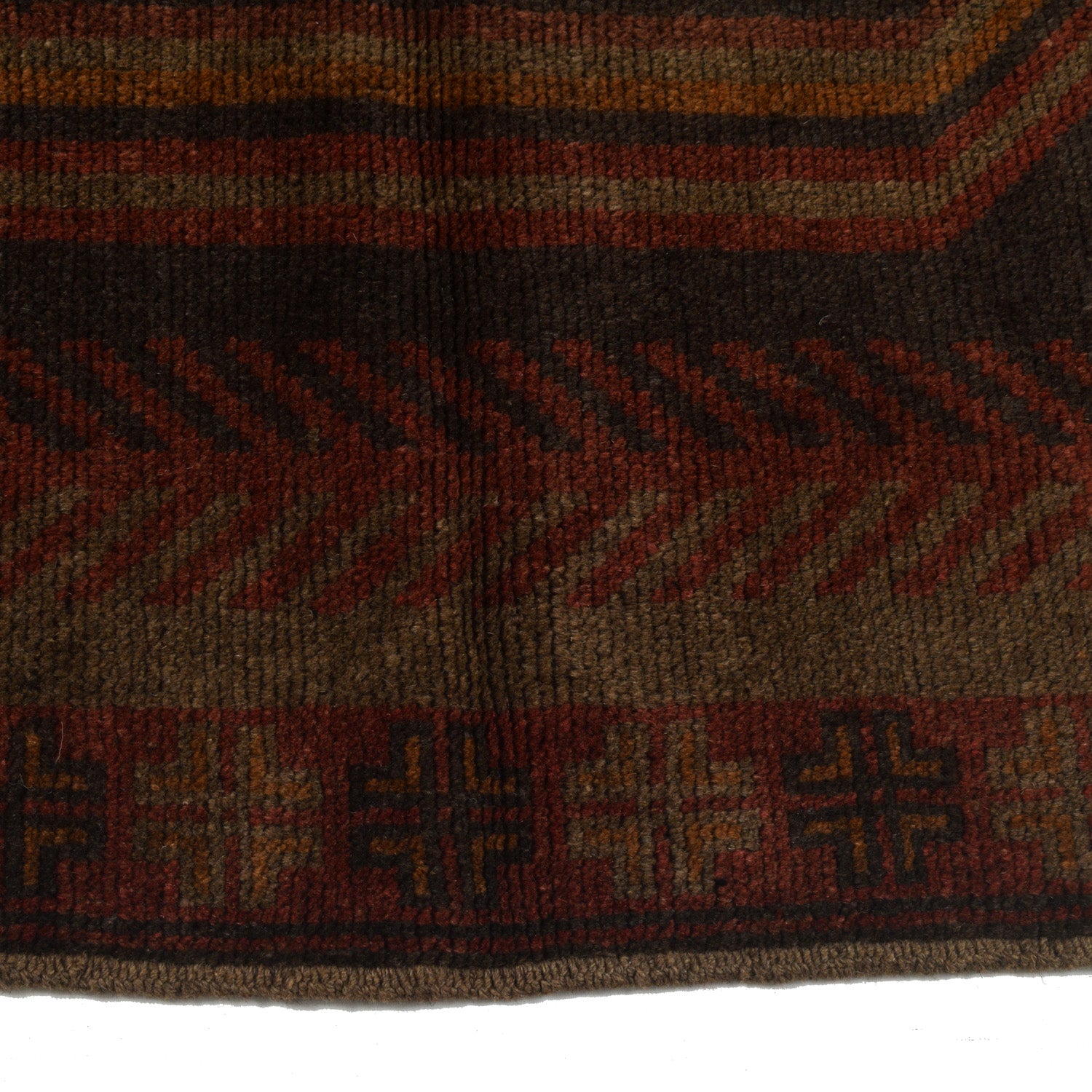 Overdyed Area Rug Handmade Brown Geometric 2x4 ft