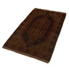 Overdyed Area Rug Handmade Brown Geometric 2x4 ft