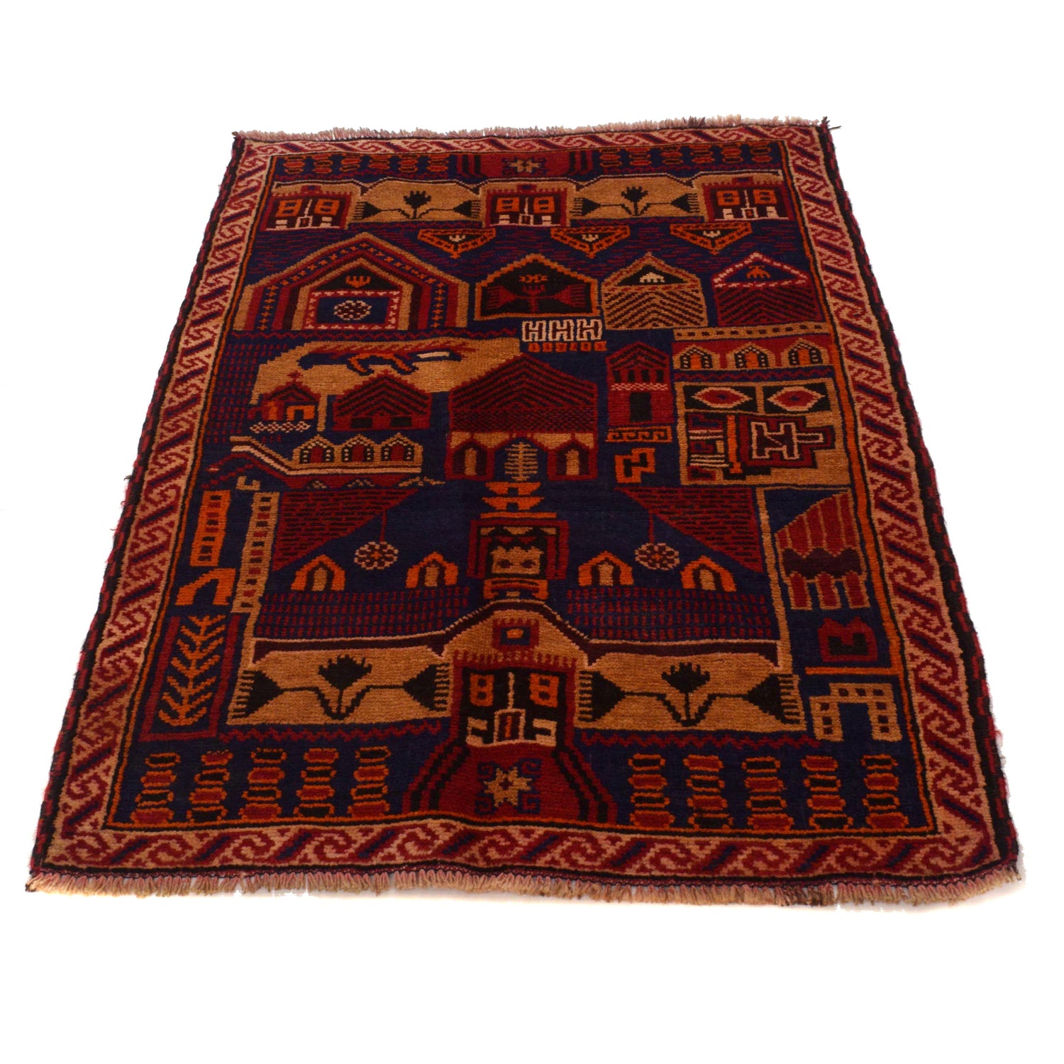 Baluchi Rug Handmade Multi Prayer Design 3x5 ft