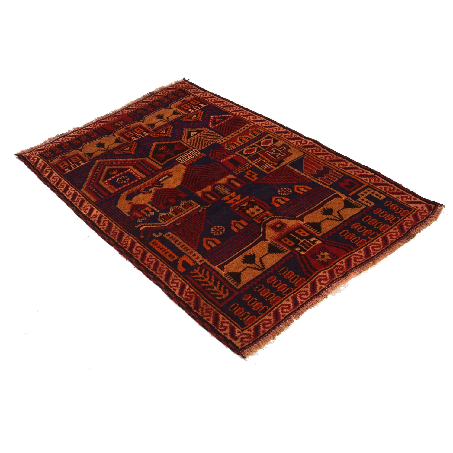 Baluchi Rug Handmade Multi Prayer Design 3x5 ft