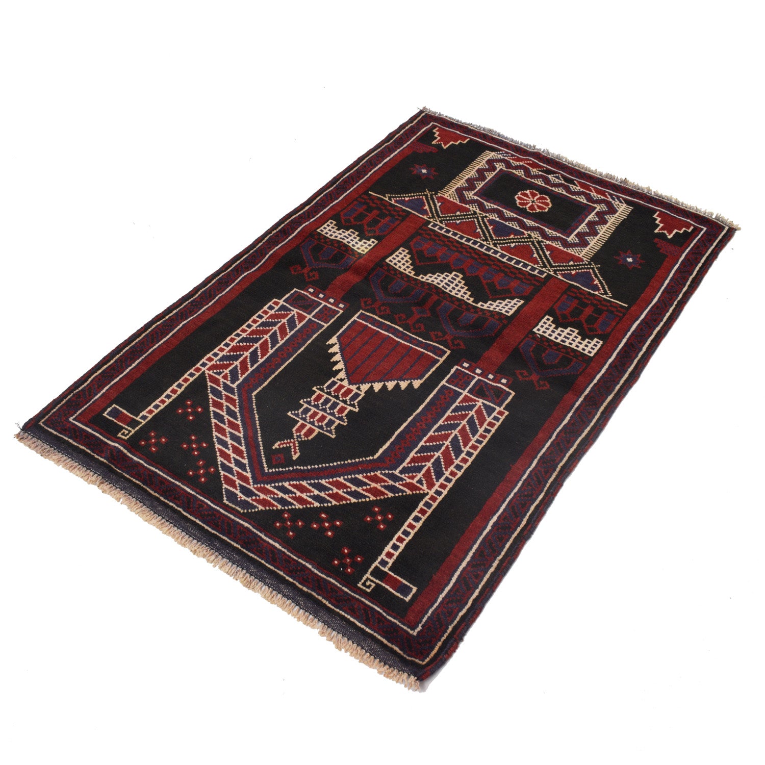 Baluchi Rug Handmade Multi Prayer Design 3x5 ft