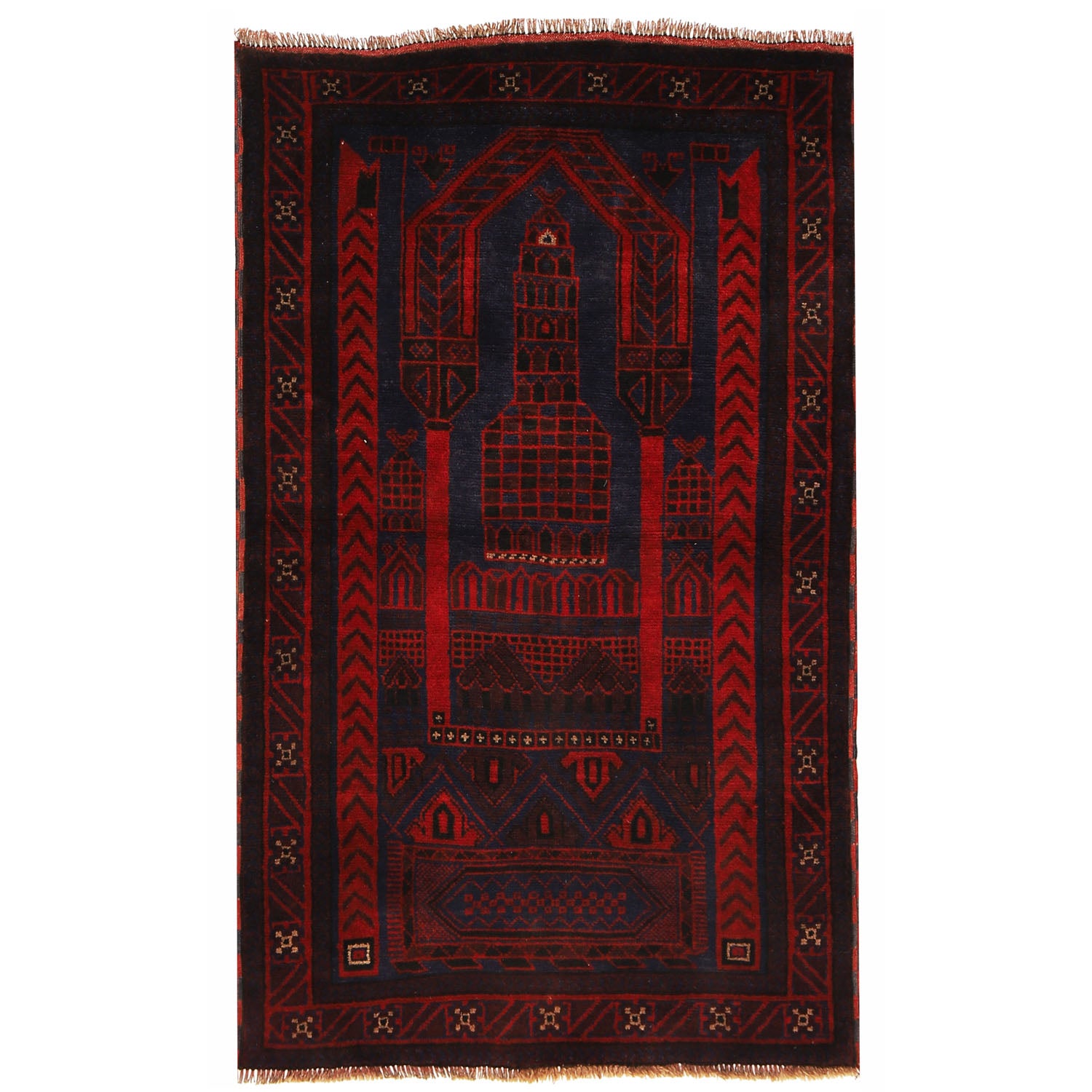 Baluchi Rug Handmade Multi Prayer Design 3x5 ft