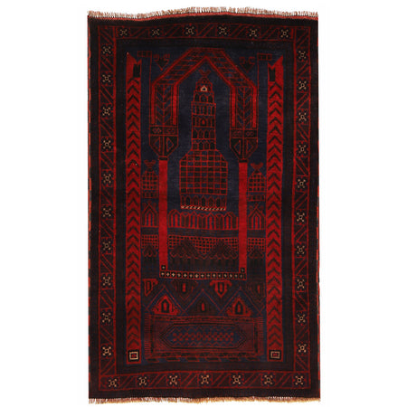 Baluchi Rug Handmade Multi Prayer Design 3x5 ft
