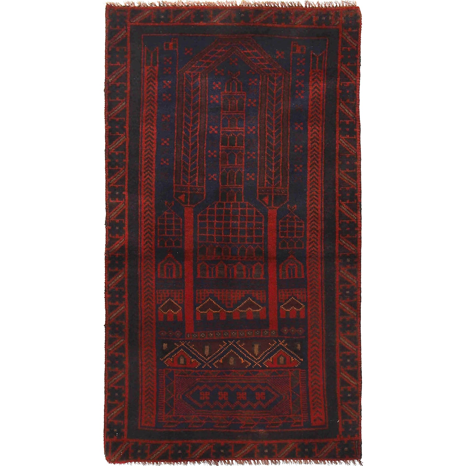 Baluchi Rug Handmade Multi Prayer Design 3x5 ft