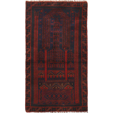 Baluchi Rug Handmade Multi Prayer Design 3x5 ft