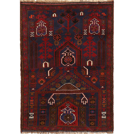 Baluchi Rug Handmade Multi Prayer Design 3x5 ft