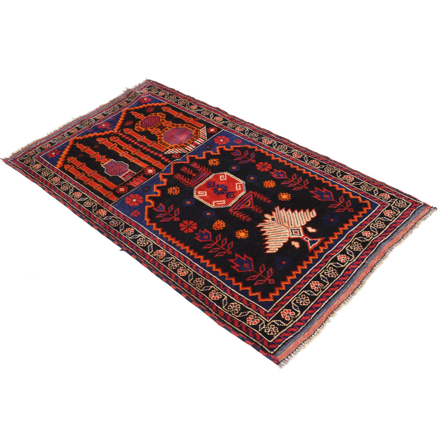 Baluchi Rug Handmade Multi Prayer Design 3x5 ft