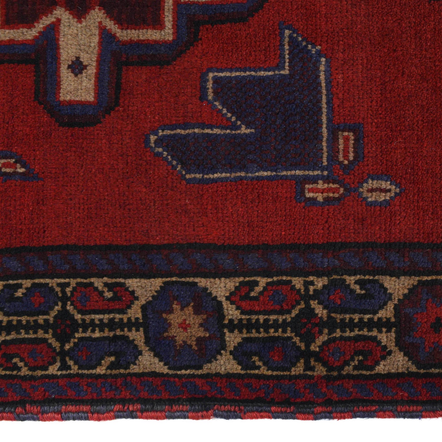 Baluchi Rug Handmade Red Geometric 3x5 ft