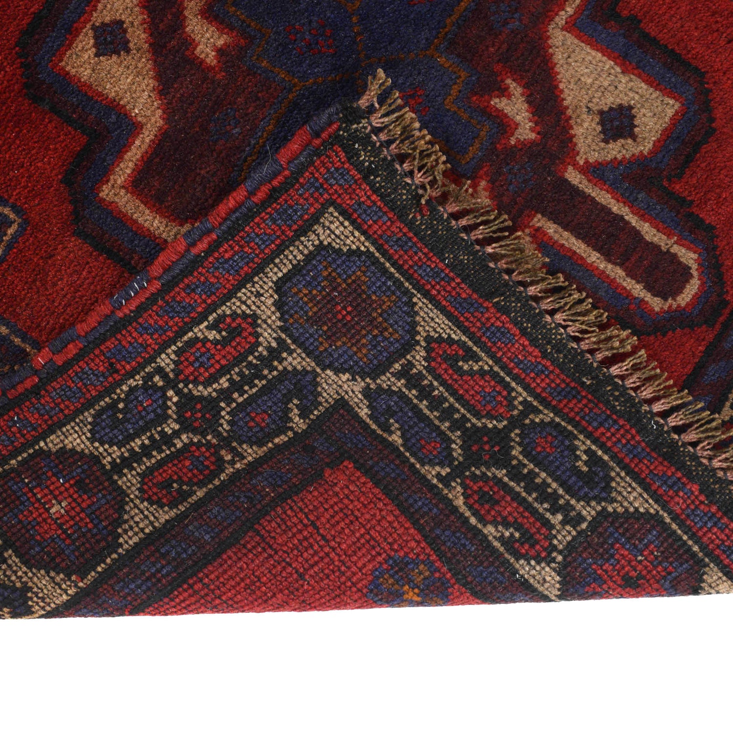 Baluchi Rug Handmade Red Geometric 3x5 ft