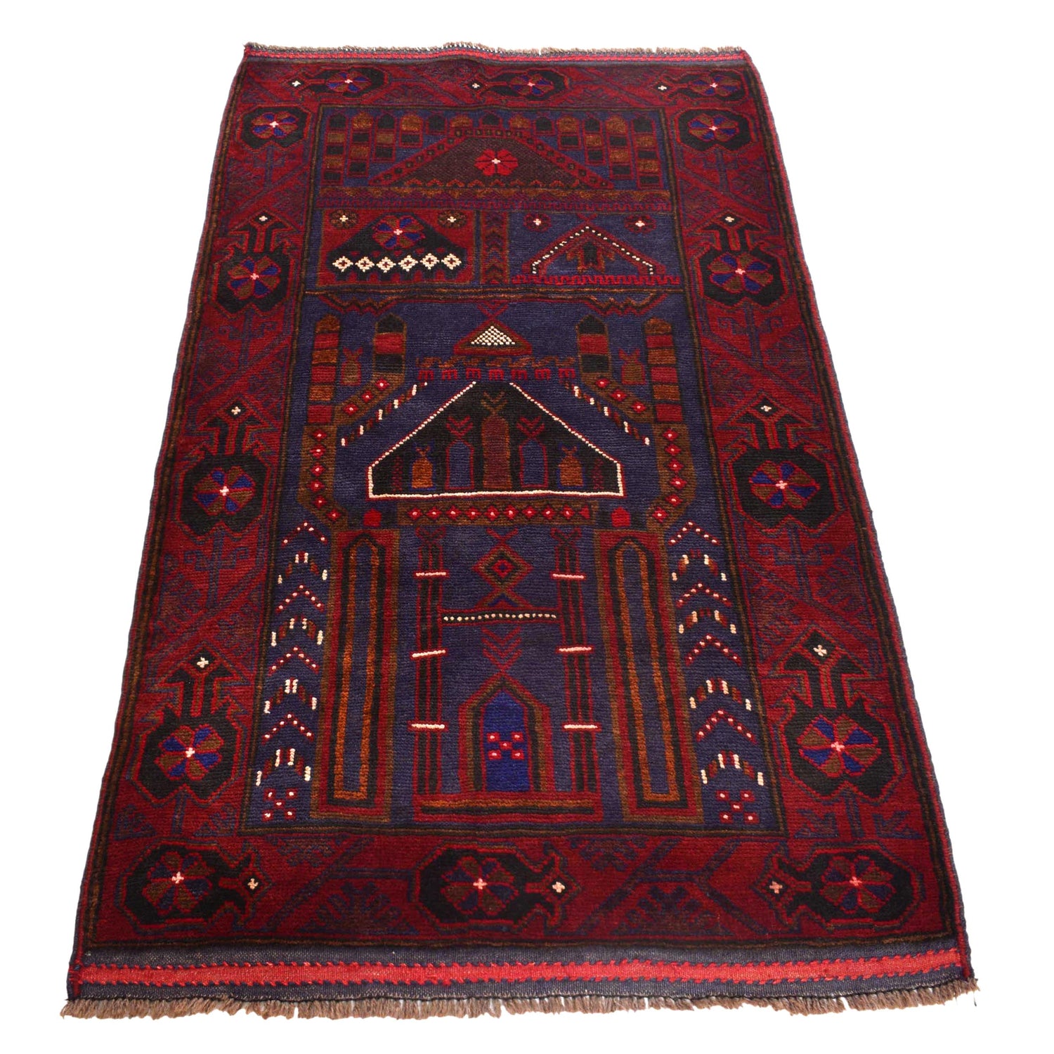 Baluchi Rug Handmade Multi Prayer Design 3x5 ft