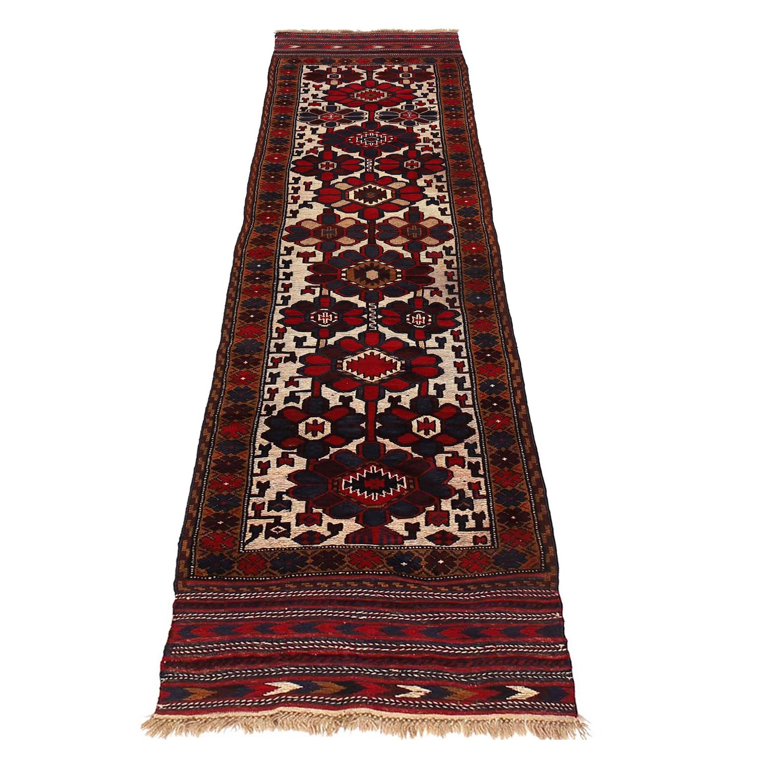 Barjasta Runner Handmade Beige Floral 12' ft Runner