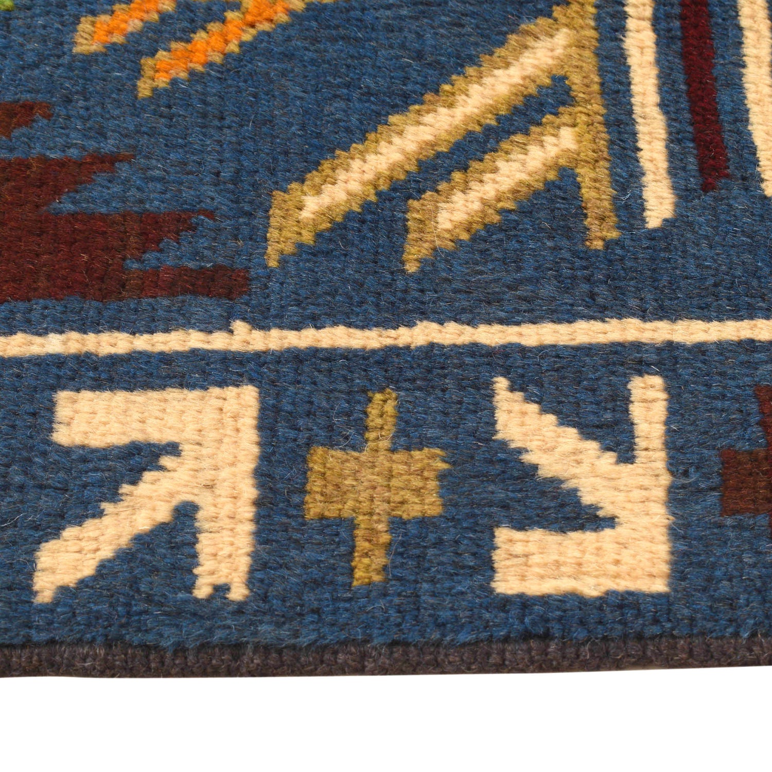 Oushak Area Rug Handmade Medium Denim Blue Floral 7x10 ft