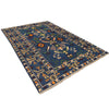 Oushak Area Rug Handmade Medium Denim Blue Floral 7x10 ft