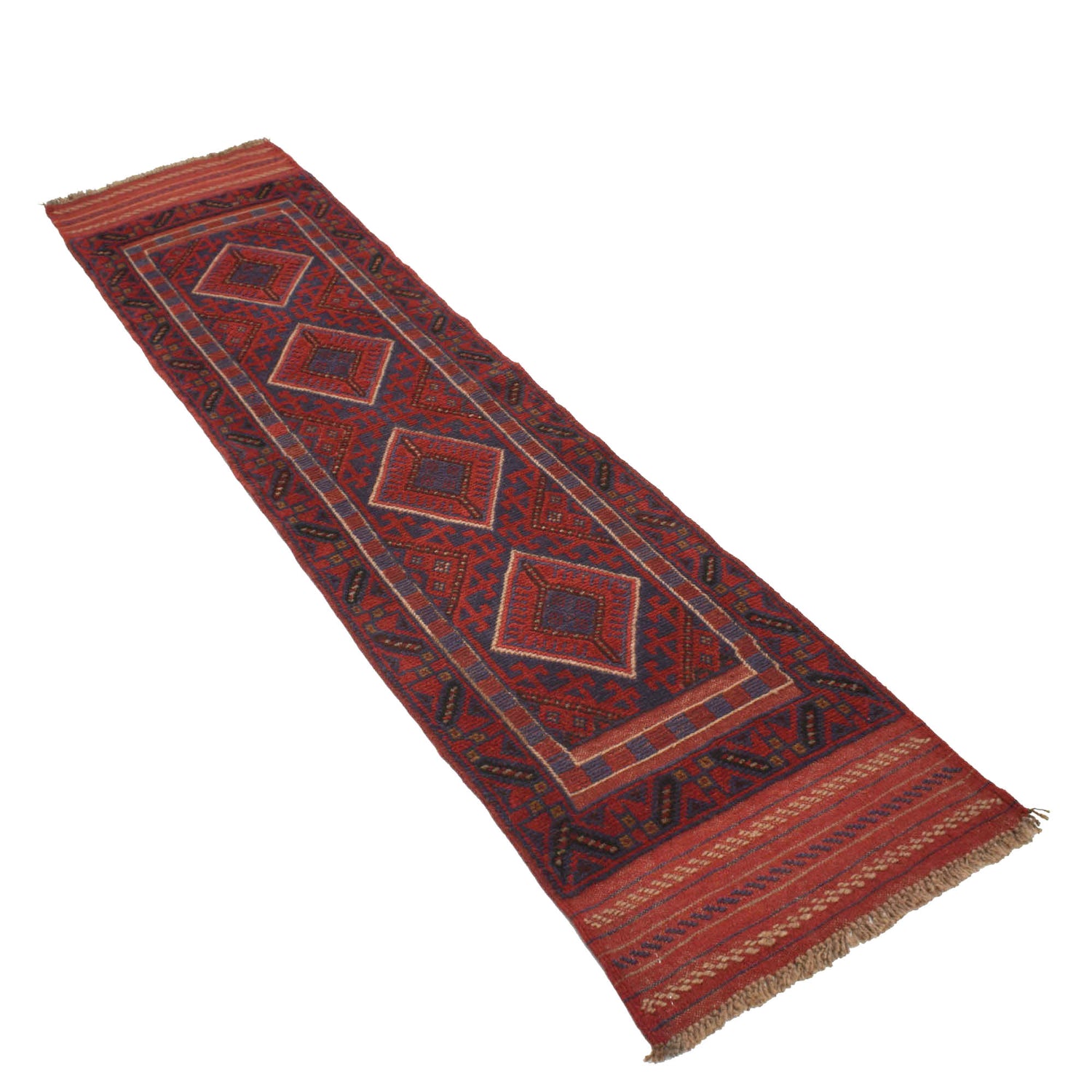 Mashwani Runner Handmade Deep Red Geometric 8' Runner