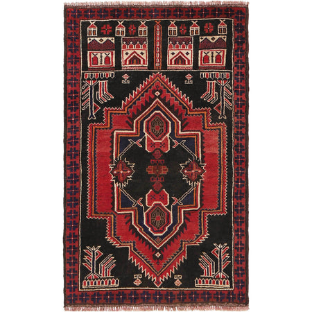 Baluchi Rug Handmade Multi Prayer Design 3x5 ft