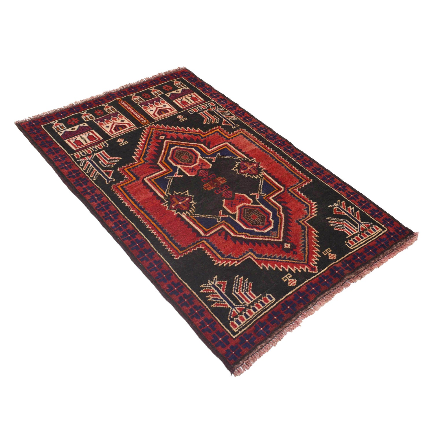 Baluchi Rug Handmade Multi Prayer Design 3x5 ft