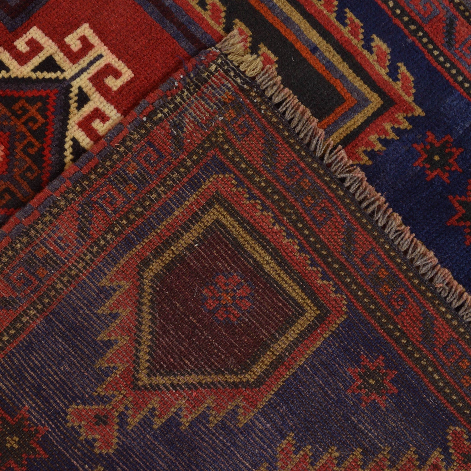 Baluchi Rug Handmade Blue Geometric 3x5 ft