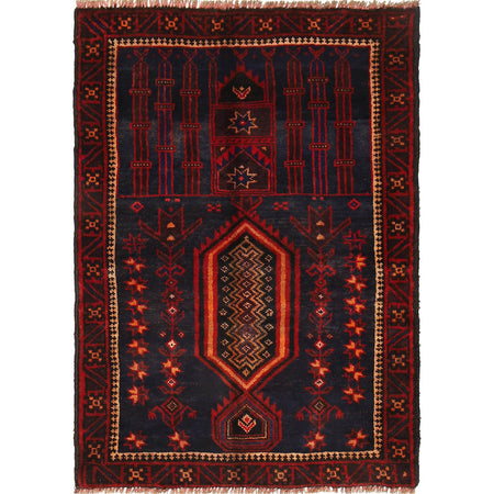 Baluchi Rug Handmade Blue Prayer Design 2x4 ft