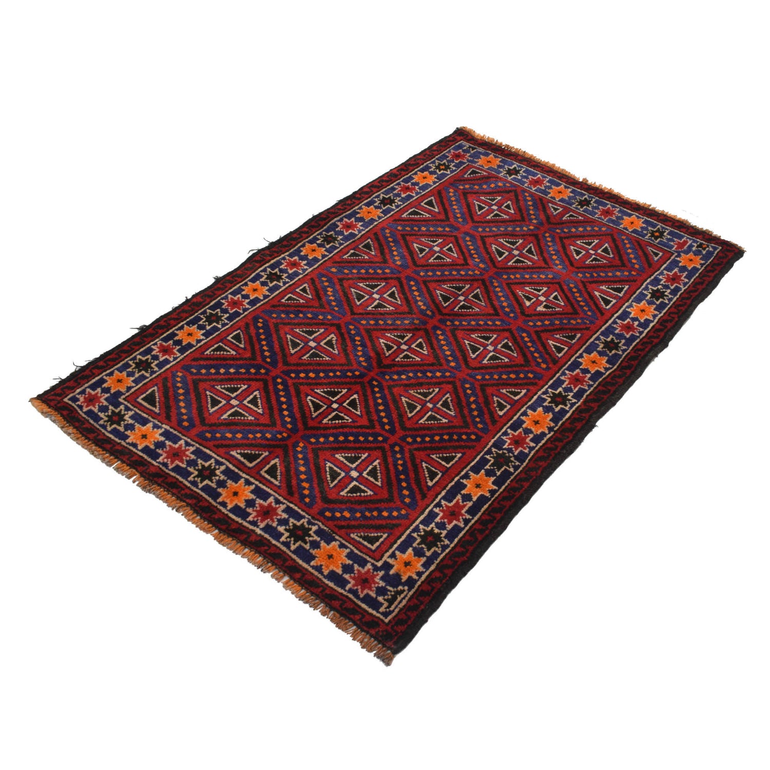 Baluchi Rug Handmade Red Geometric 3x5 ft