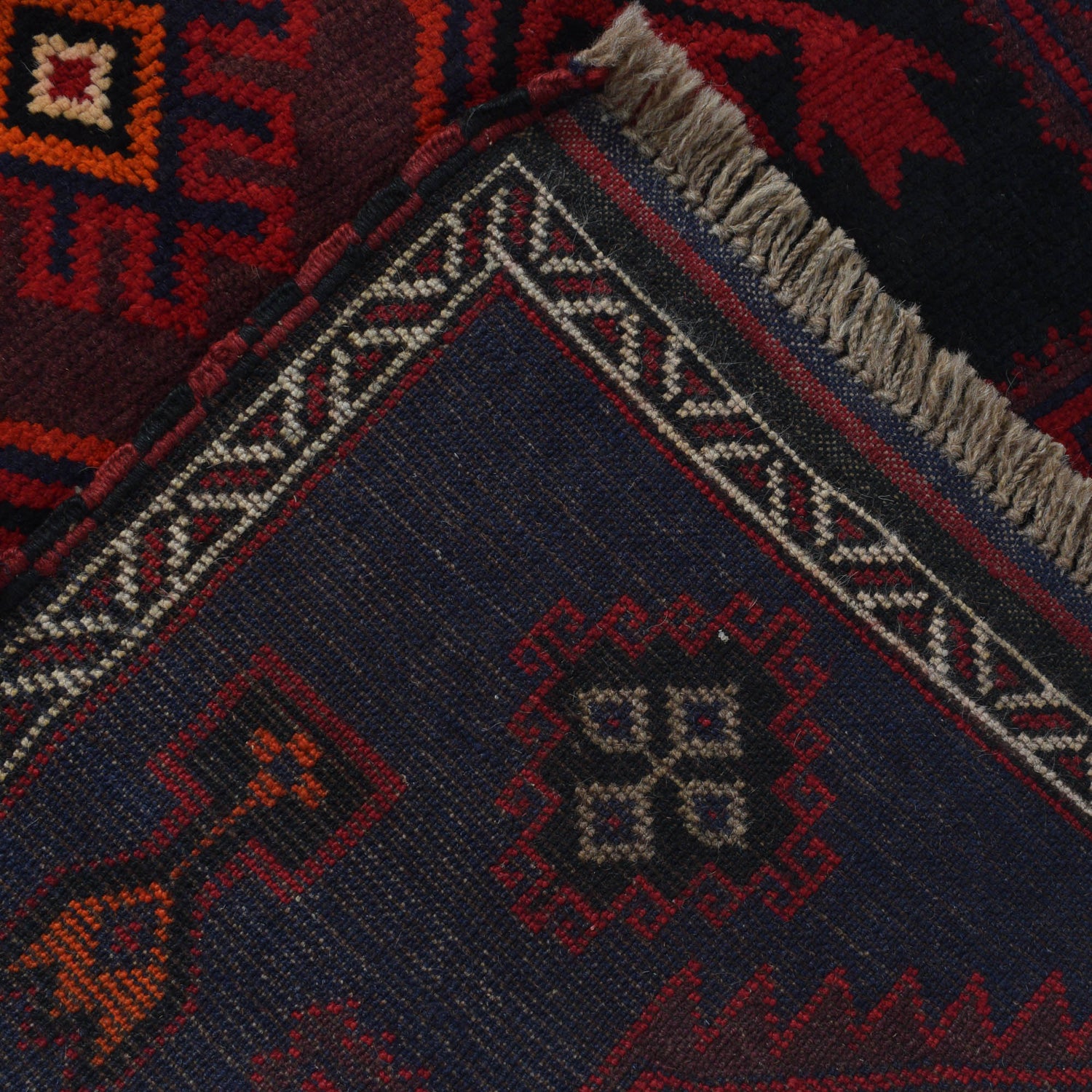 Baluchi Rug Handmade Navy Blue Geometric 3x5 ft