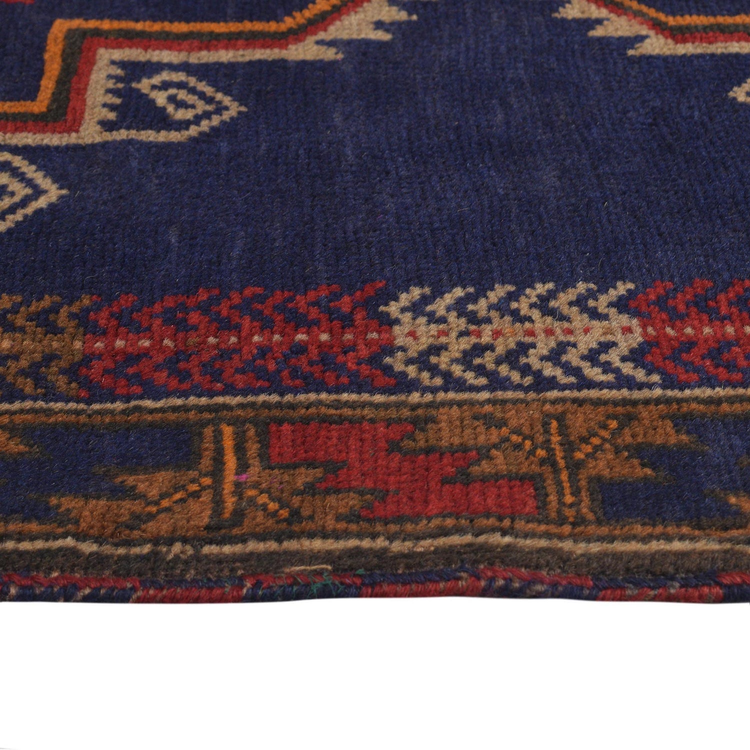 Baluchi Rug Handmade Navy Blue Geometric 3x5 ft