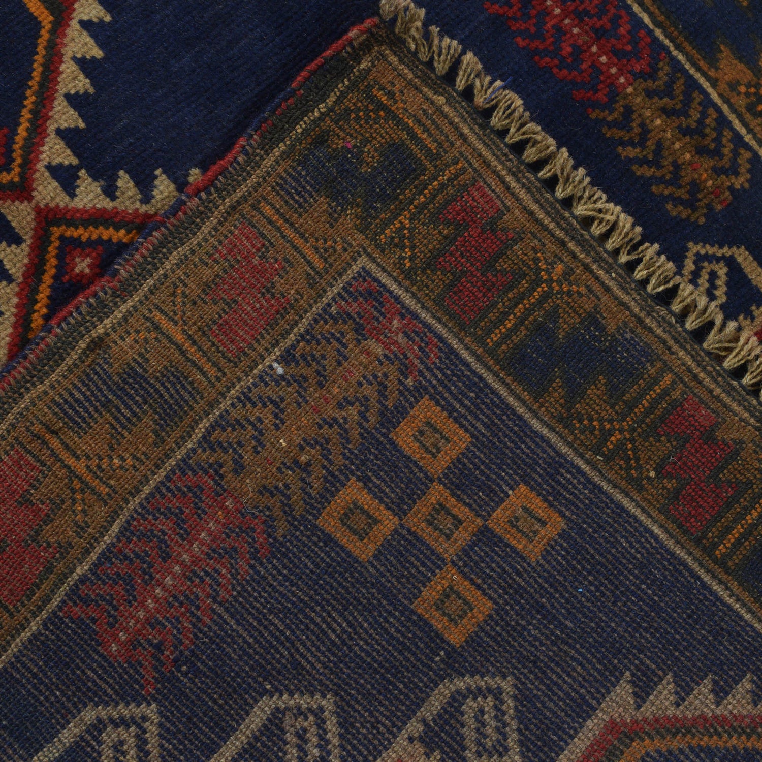 Baluchi Rug Handmade Navy Blue Geometric 3x5 ft