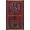 Baluchi Rug Handmade Blue Prayer Design 3x5 ft