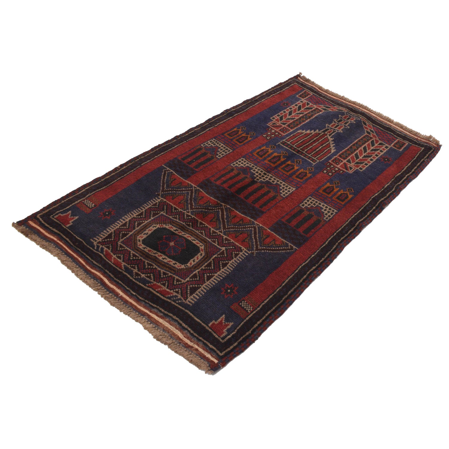 Baluchi Rug Handmade Blue Prayer Design 3x5 ft