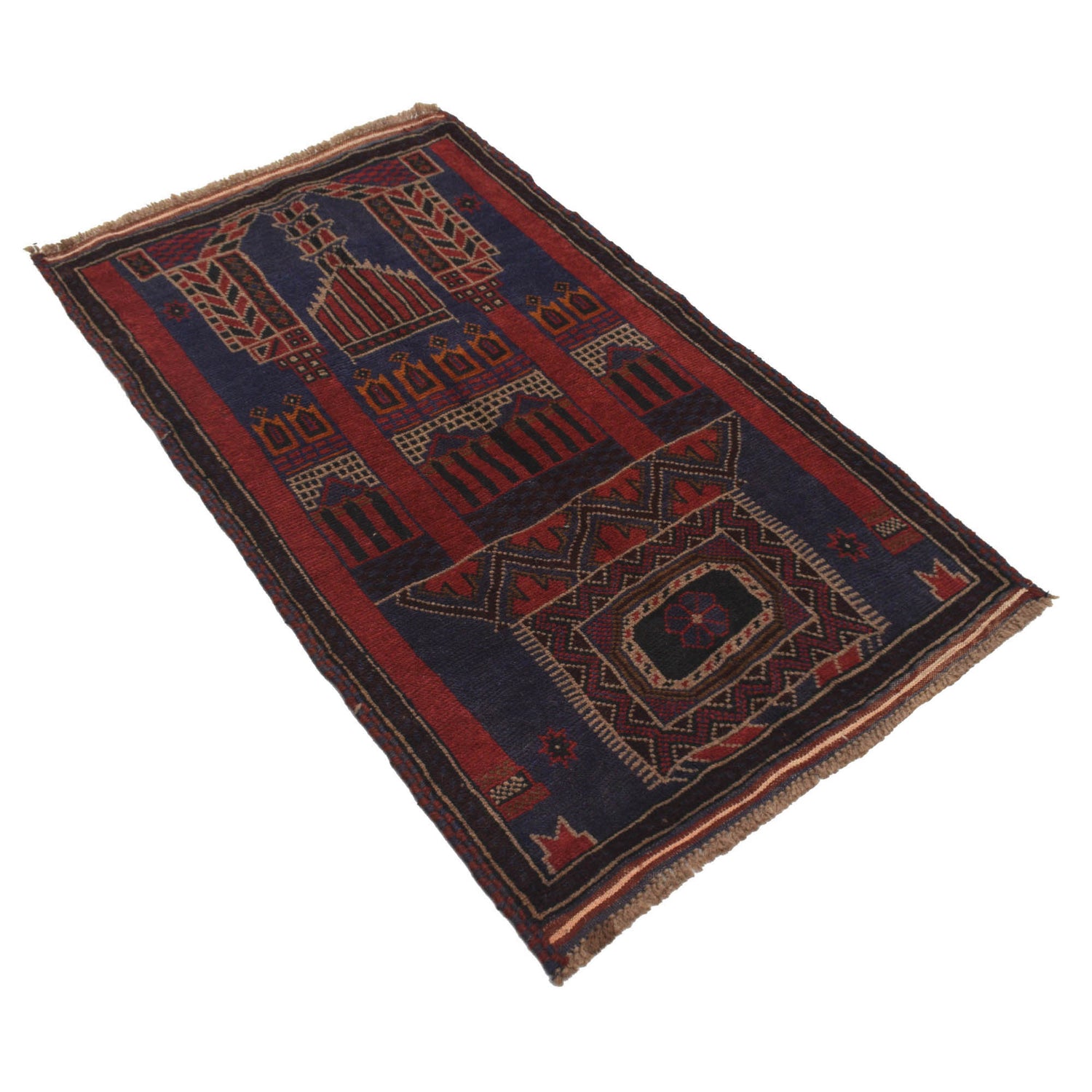 Baluchi Rug Handmade Blue Prayer Design 3x5 ft