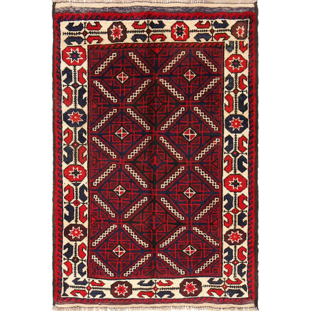 Baluchi Rug Handmade Multi Geometric 2x4 ft