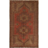 Overdyed Area Rug Handmade Brown Geometric 3x5 ft