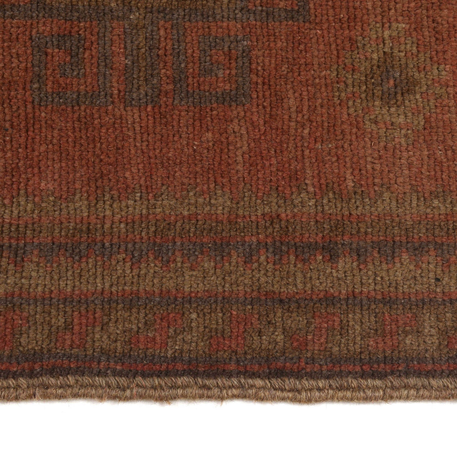 Overdyed Area Rug Handmade Brown Geometric 3x5 ft