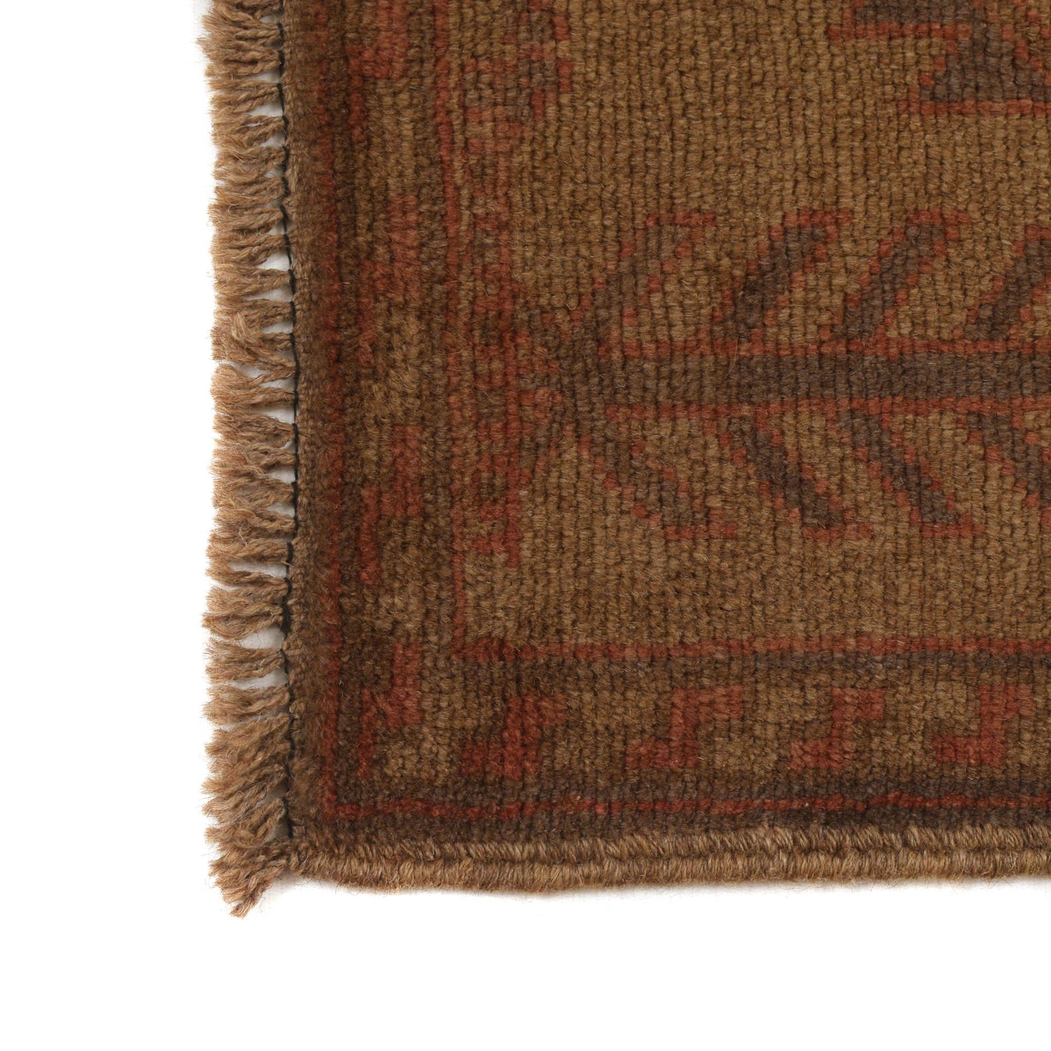 Overdyed Area Rug Handmade Brown Geometric 3x5 ft