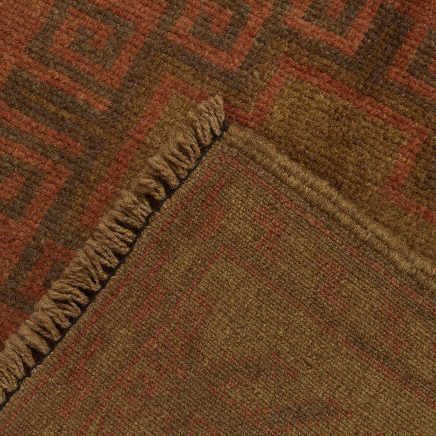 Overdyed Area Rug Handmade Brown Geometric 3x5 ft