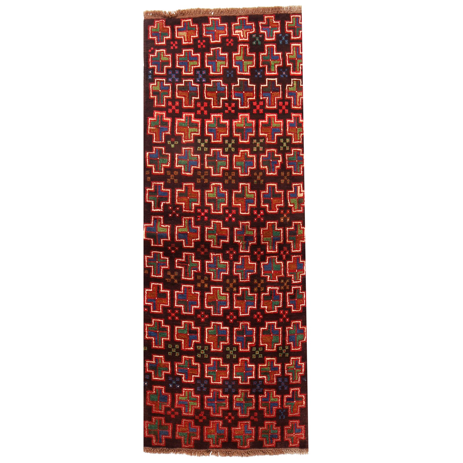 Baluchi Runner Rug Handmade Brown 6' Runner