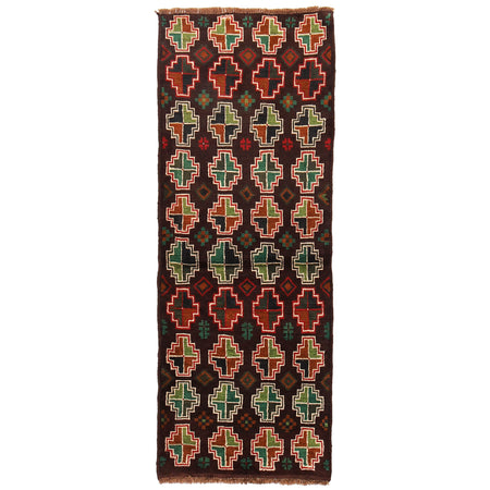 Baluchi Runner Rug Handmade Brown 6' Runner