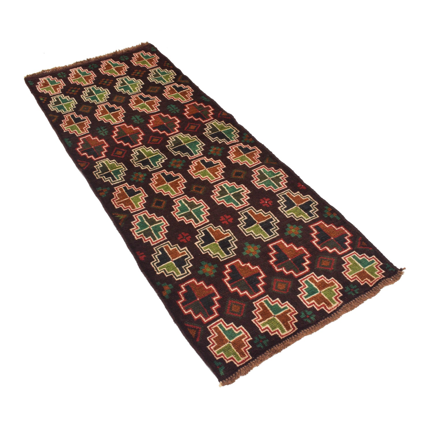 Baluchi Runner Rug Handmade Brown 6' Runner