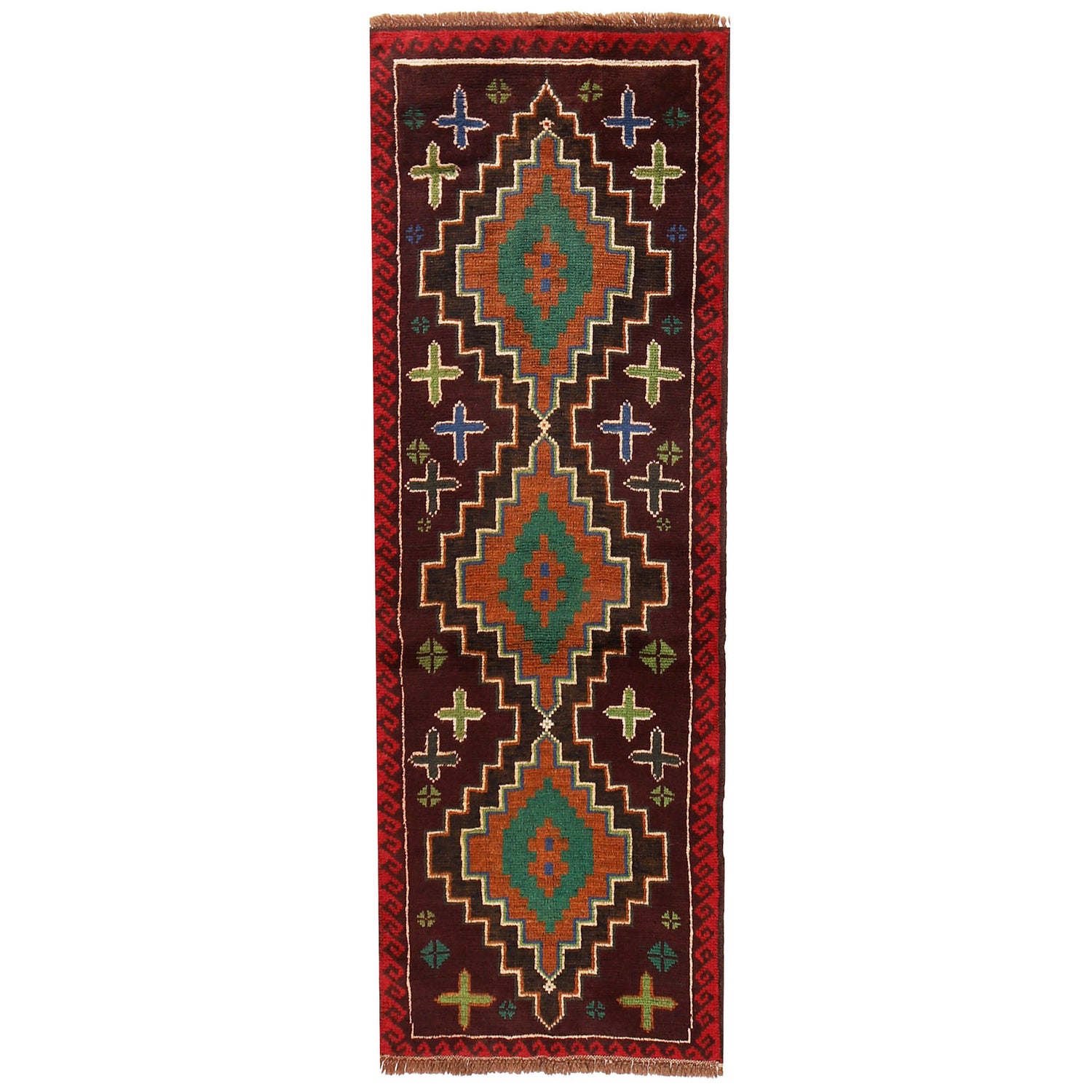 Baluchi Runner Rug Handmade Brown 6' Runner